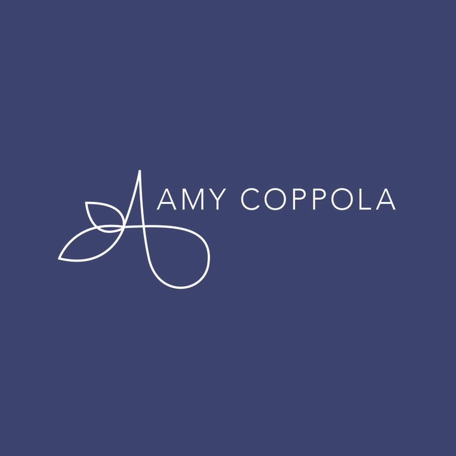 thin, simple wordmark  logo  that reads “Amy Coppola”