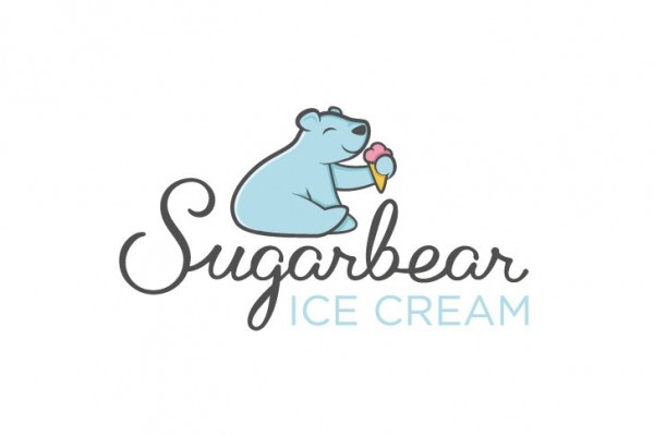 blue bear eating ice cream