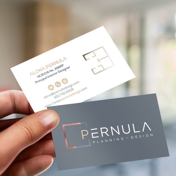 Business card with cut out  logo 