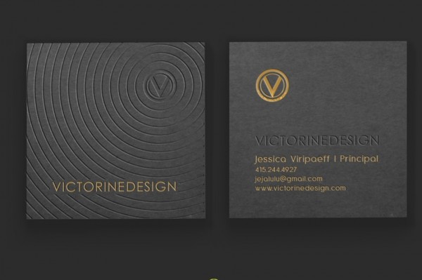 Embossed business card