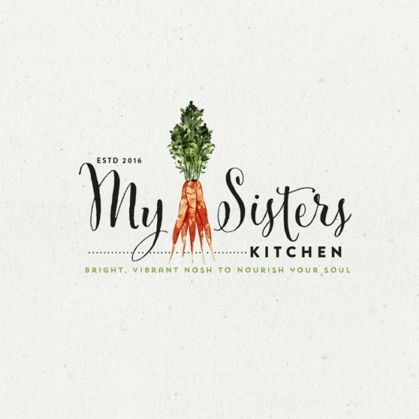 a stalk of vibrant carrots with the words “My Sisters Kitchen”