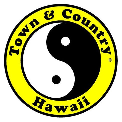 Town & Country Surf Design yin-yang  logo  in black and white.