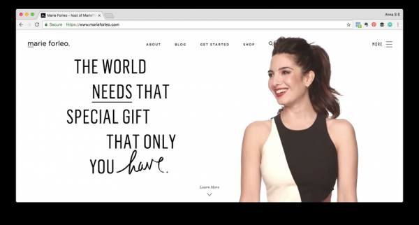 Screen shot of Marie Forleo website