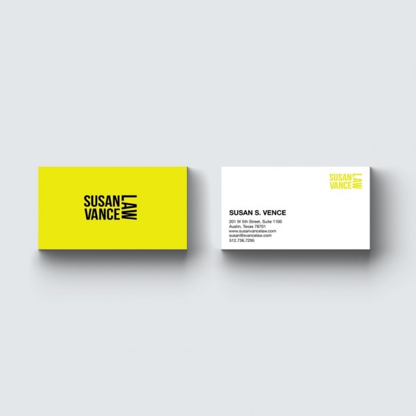 yellow asymmetrical lawyer business card