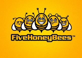 FiveHoneyBees商標標志logo設計，品牌vi設計